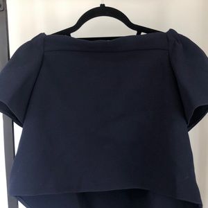 Top shop off the shoulder navy top